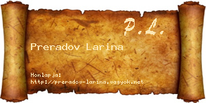 Preradov Larina névjegykártya